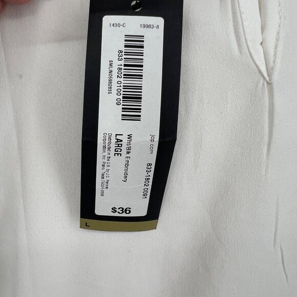 Worthington Floral Embroidered Mesh Upper Tank Top White Black Size Large NWT - Picture 10 of 10